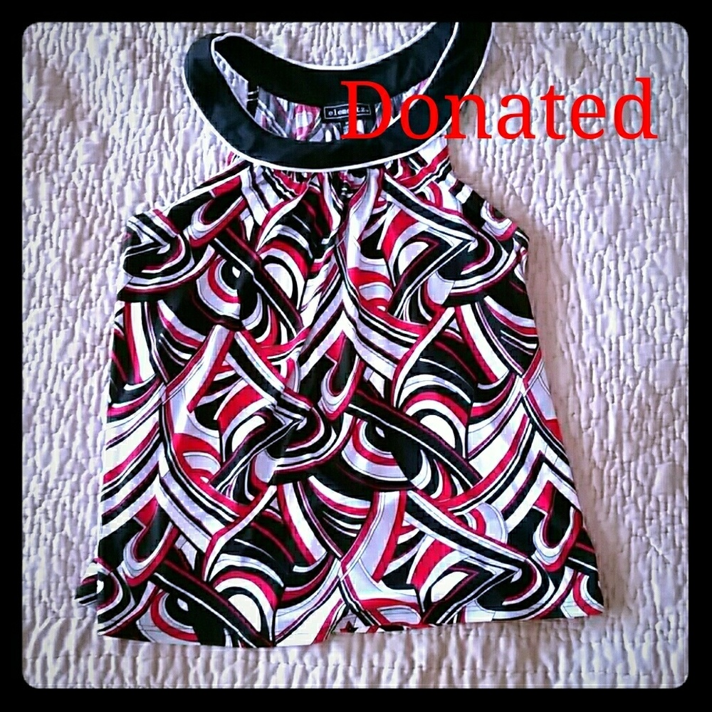 Size M, Red, Black, Gray and White Blouse